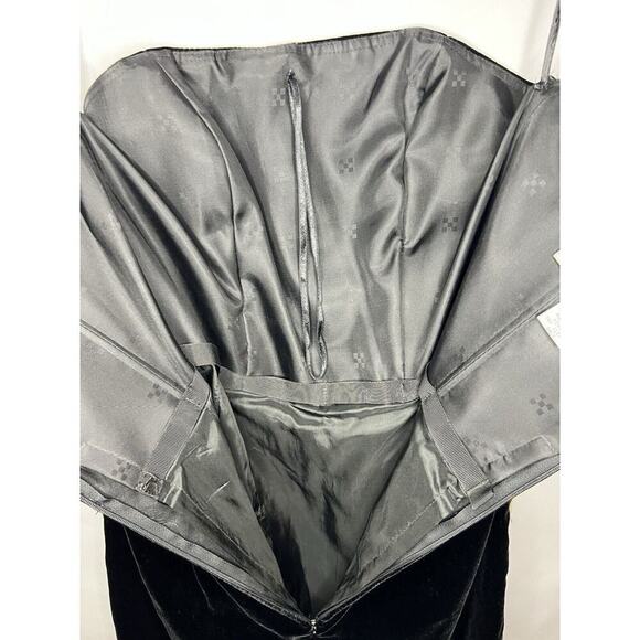 AJ Bari Black Gold Metallic Velvet Strapless Cocktail Party Dress 80s NWT - Picture 10 of 11